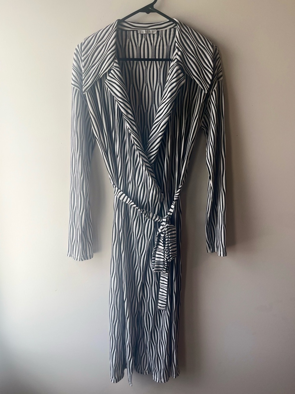 Medium Stripe ZARA Wrap Dress with Cutout Back.